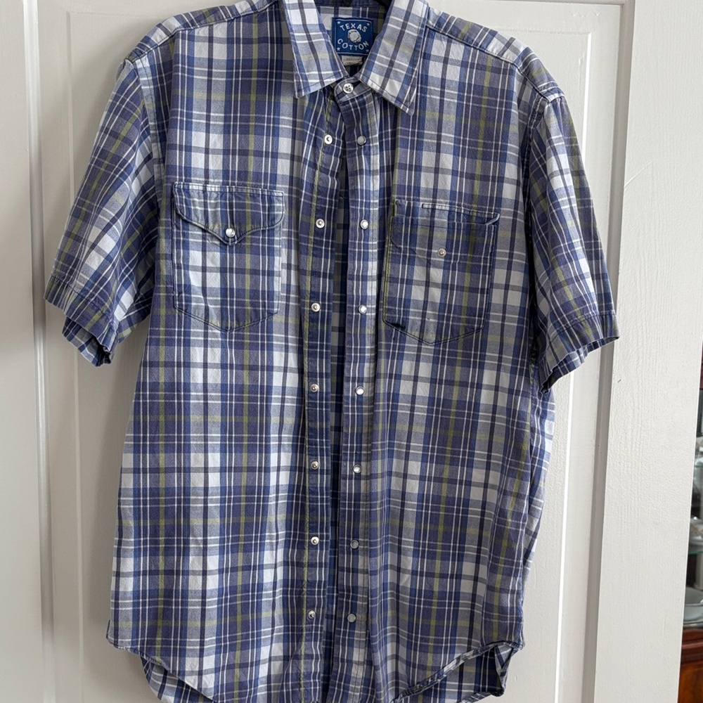 Vintage Texas Cotton Blue and White Plaid Casual Shirt‎